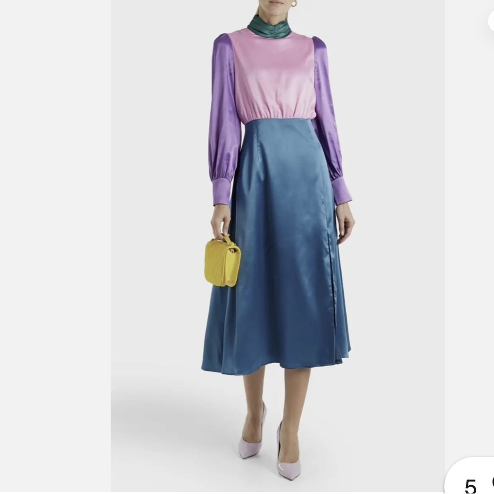 OLIVIA RUBIN Pink and Teal Midi Dress - Picture 3 of 6